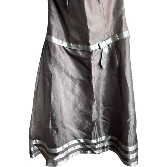 Dessy Collection Semi-Formal Dress Size 10 Fit and Flare Silver Tan Gray Cocktai - Picture 5 of 12